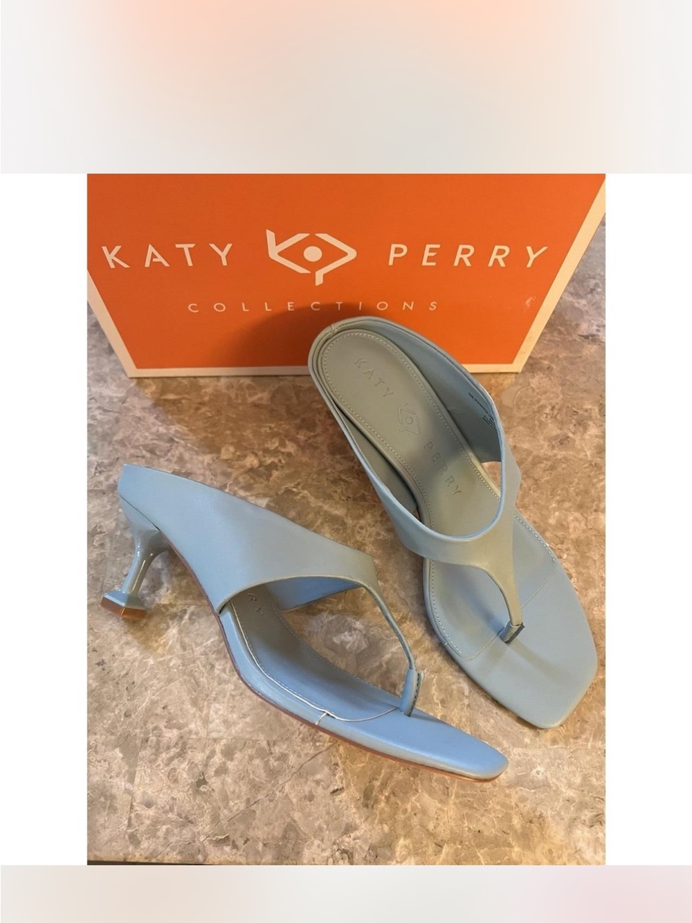 Katy Perry Collections Powder Blue Mid-Heel Thong Sandals Size 9